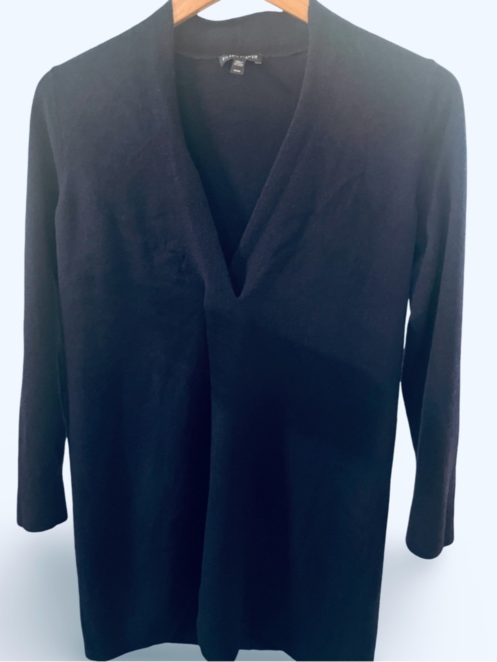 Eileen Fisher Navy Black Wool/Poly Soft Blend Tunic
